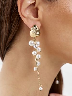 Серьги длинные люстры с жемчугом