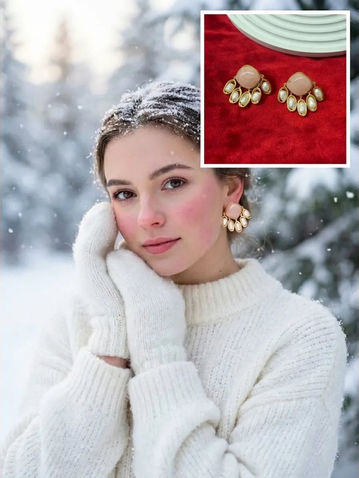 Серьги крупные с натуральным жемчугом