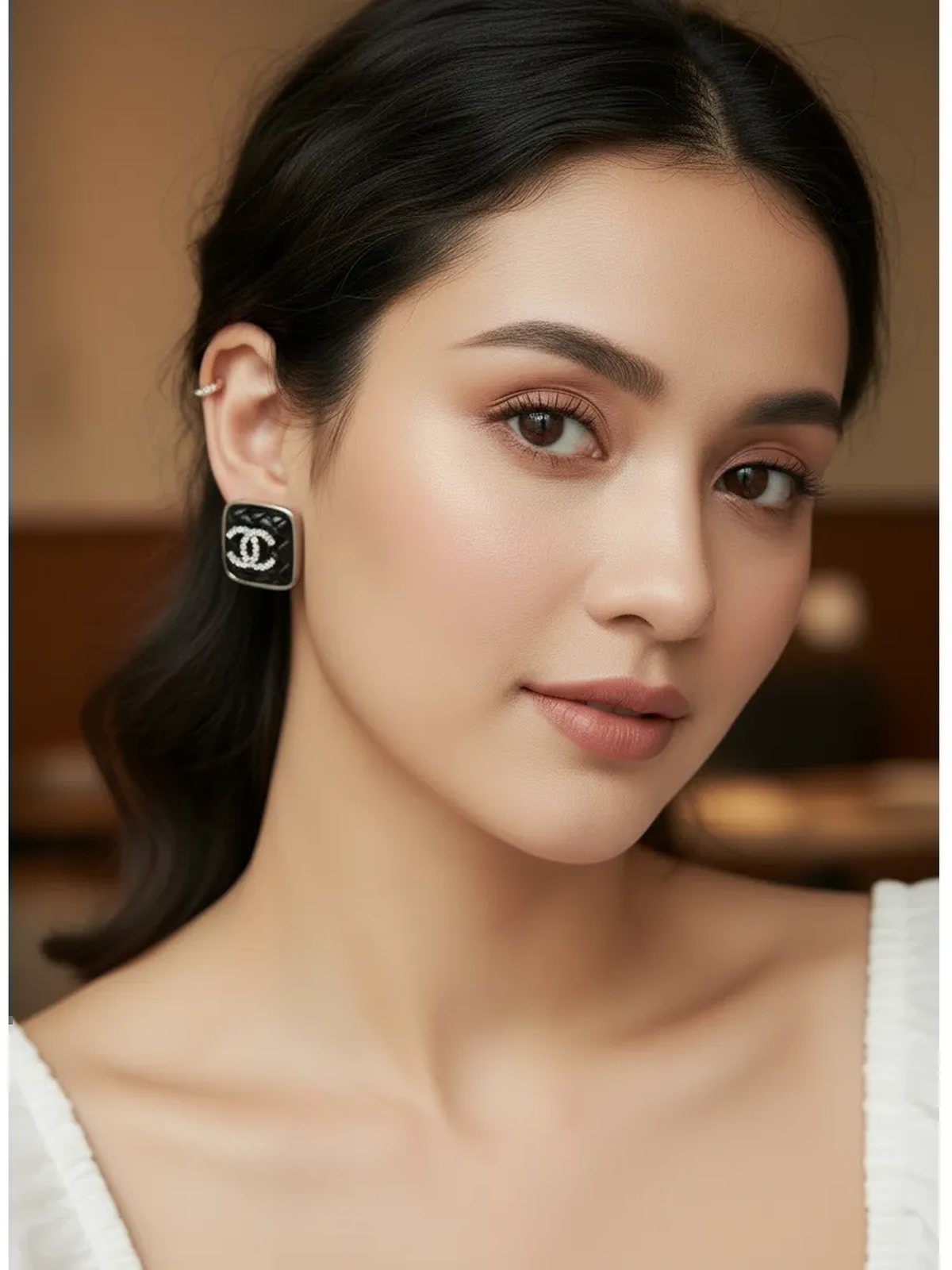 Серьги Chanel квадратные в винтажном стиле