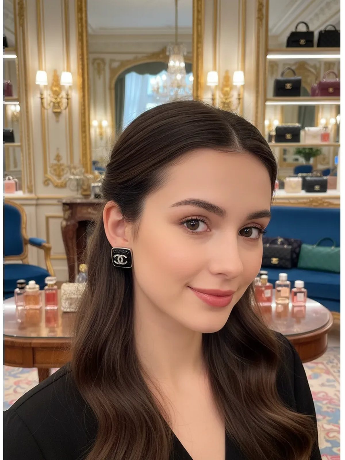 Серьги Chanel квадратные в винтажном стиле