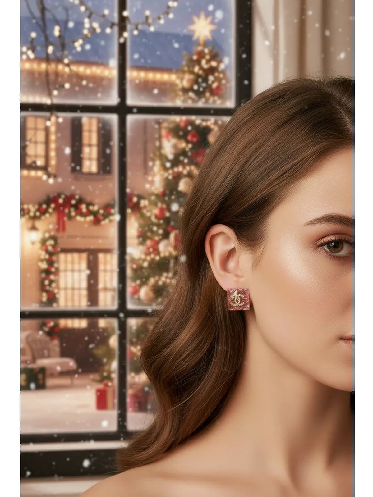 Серьги Chanel квадратные в винтажном стиле