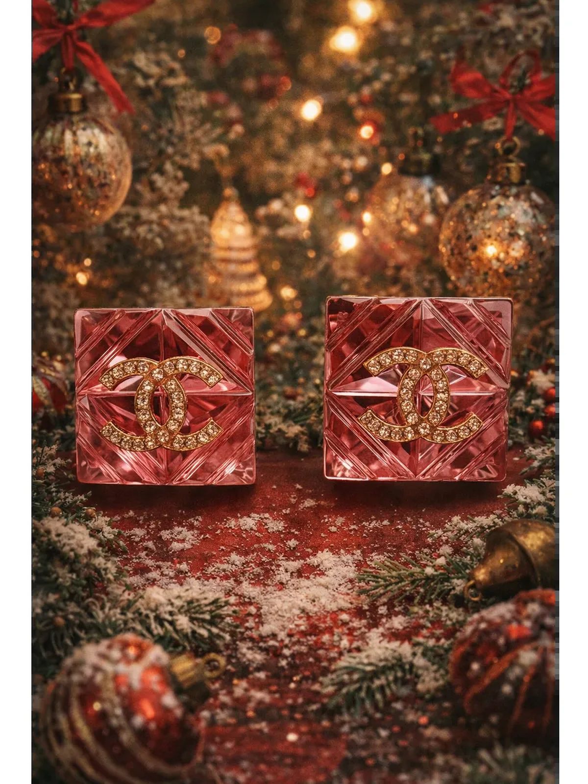 Серьги Chanel квадратные в винтажном стиле