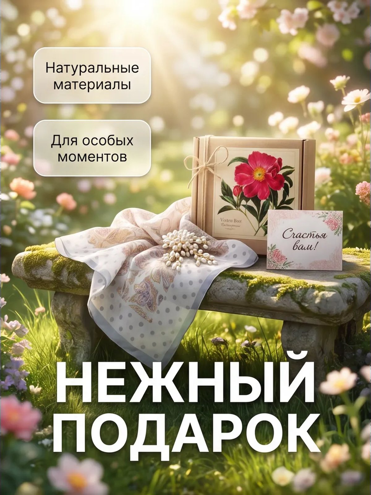 Подарочный набор шейный платок и брошь женский