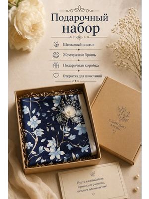 Подарочный набор шейный платок и брошь цветок